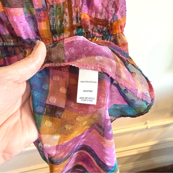 NWT Cato Colorful Sheer High Low Top - Picture 6 of 6